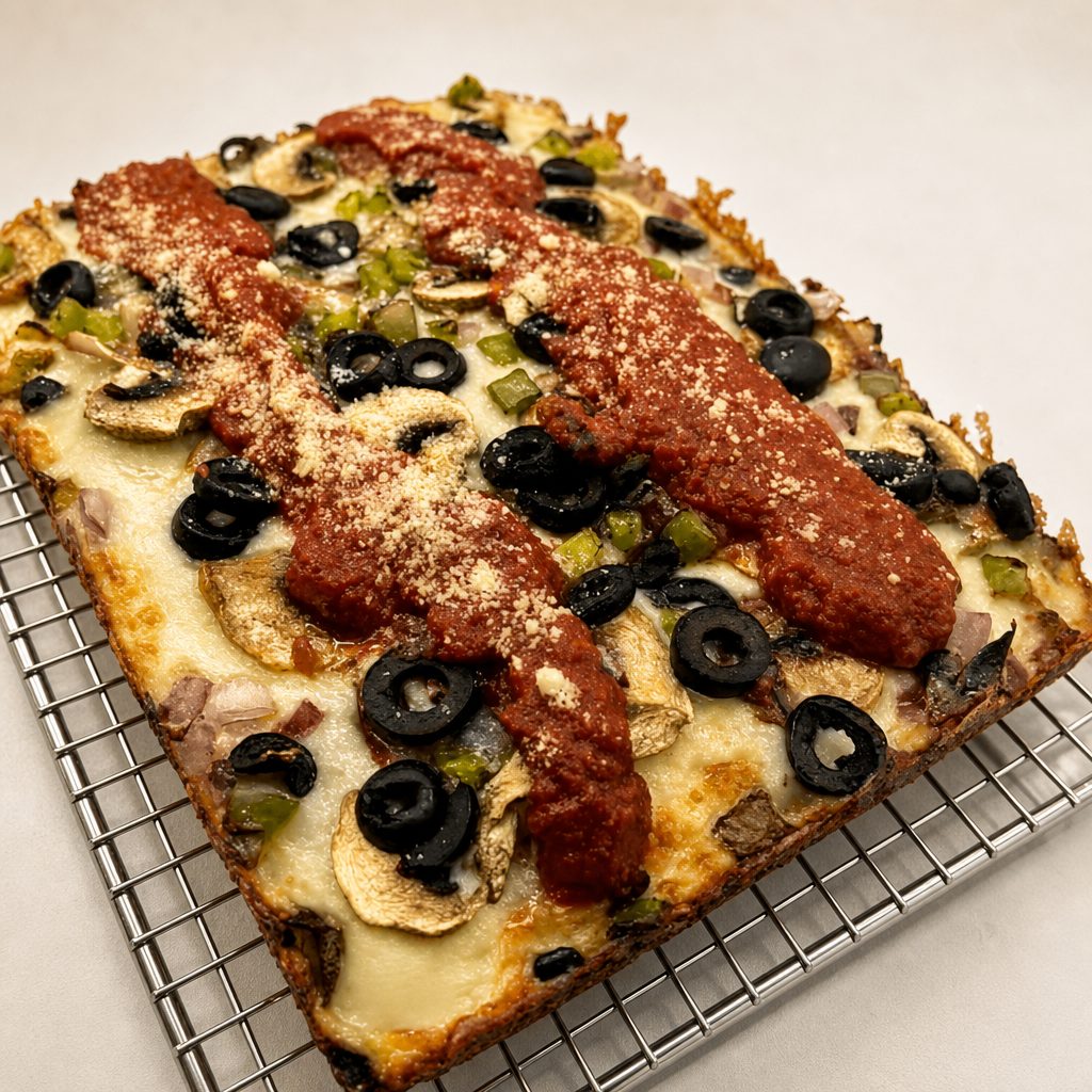 Veggie Detroit Pizza.