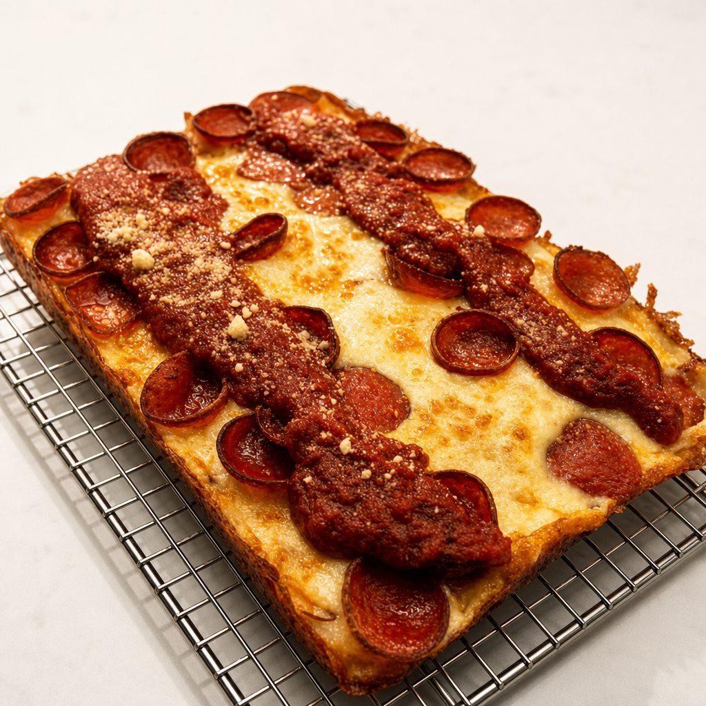 Pepperoni Detroit Pizza.