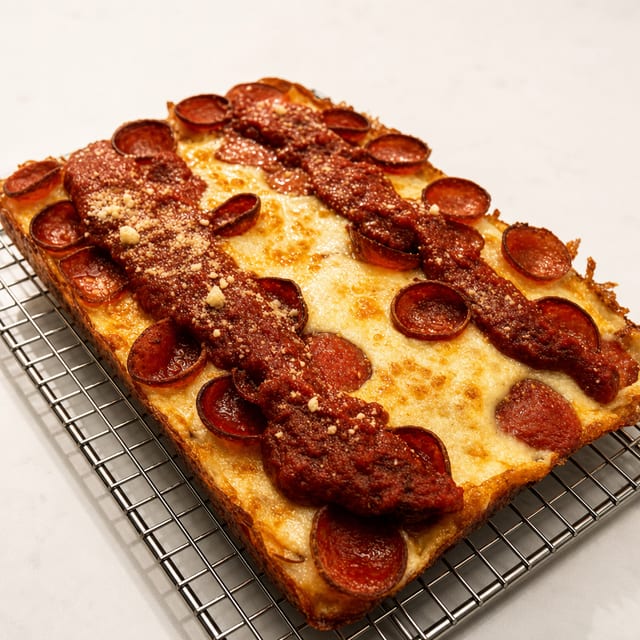 Pepperoni Detroit Pizza.